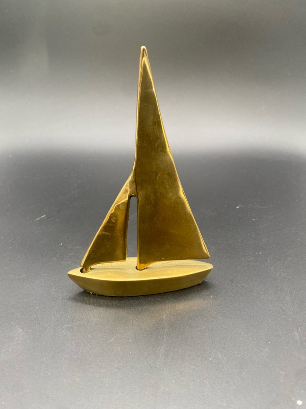 Brass Sailboat Figurine - Gold Decorative Home Art